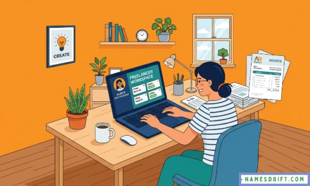 Self-employed employer name illustration for freelancers and business owners