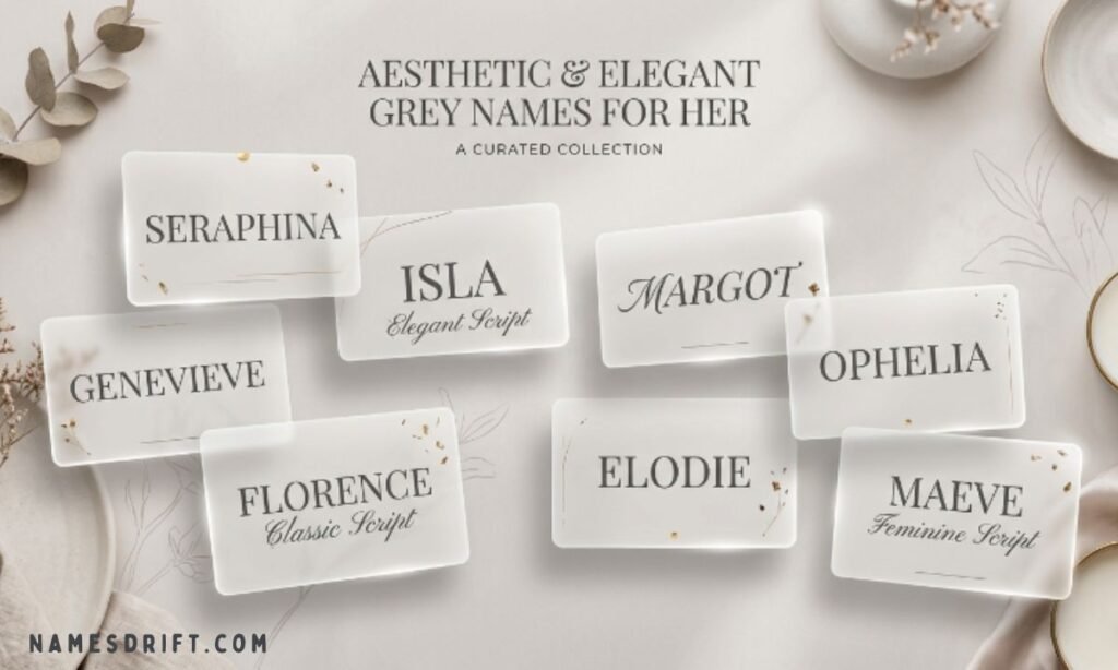 Female names that mean grey with elegant minimalist design