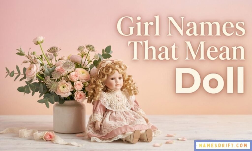 Porcelain doll themed image for girl names that mean doll
