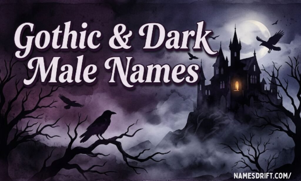Gothic dark male names themed blog image