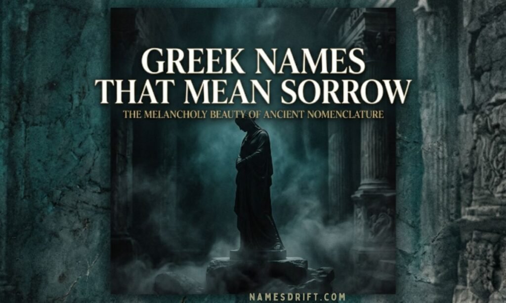 Mythological Greek sorrow names image with statue aesthetic