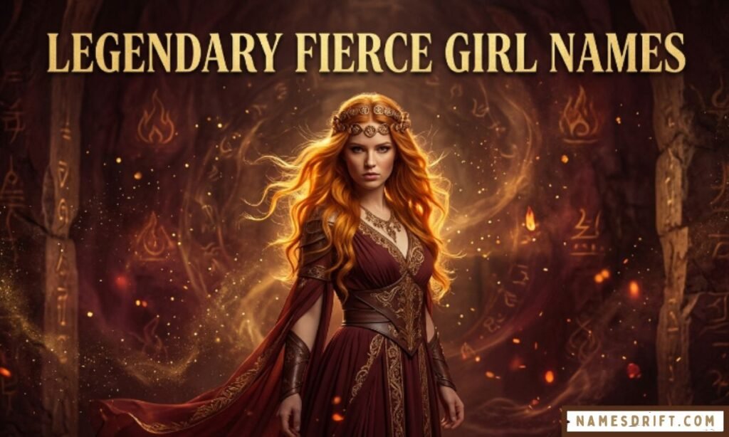 Mythological fiery goddess style girl with magical glowing effects