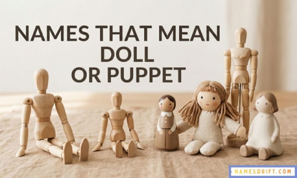 Wooden puppet and doll themed image for doll-inspired names