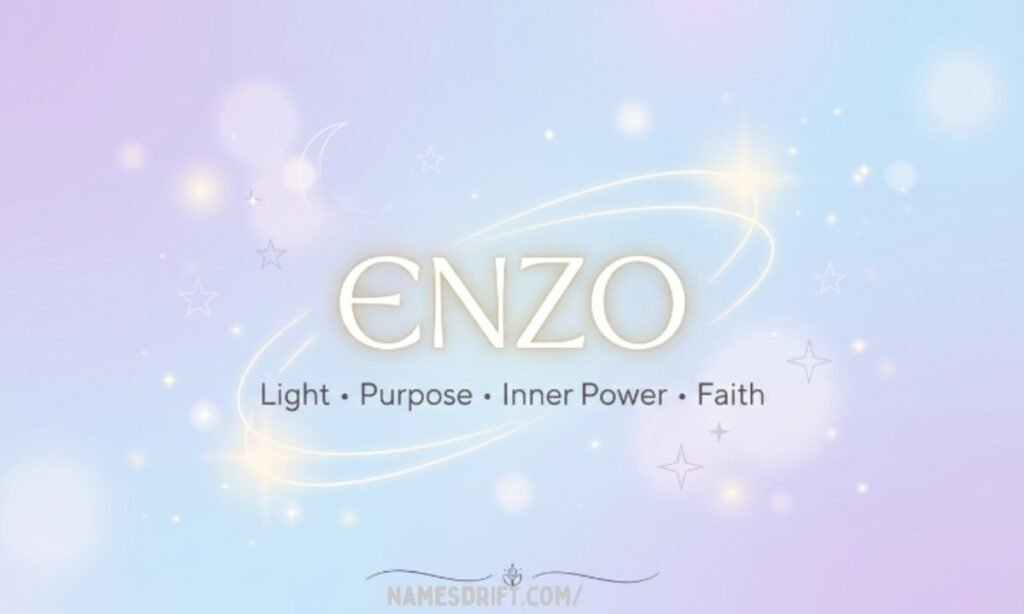 Spiritual meaning image for the name Enzo with celestial design