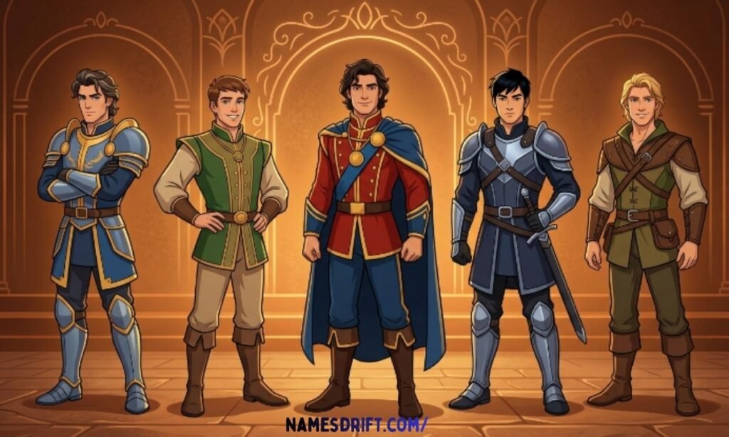 Cartoon male characters representing sacrifice-inspired names