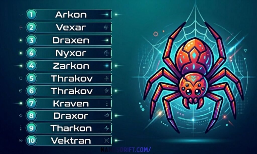Spider-inspired boy names infographic
