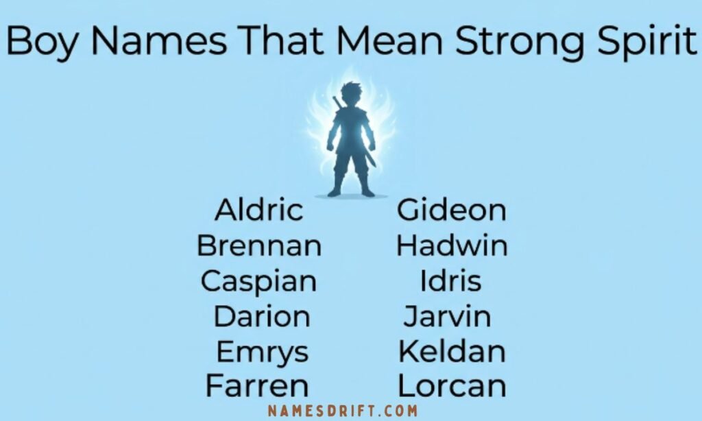Boy names that mean strong spirit infographic