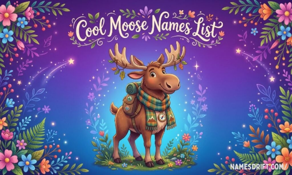  Cool moose with a confident pose and stylish appearance in a colorful forest setting