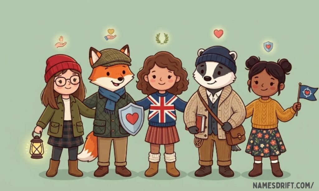 Cartoon characters representing English sacrifice-inspired names