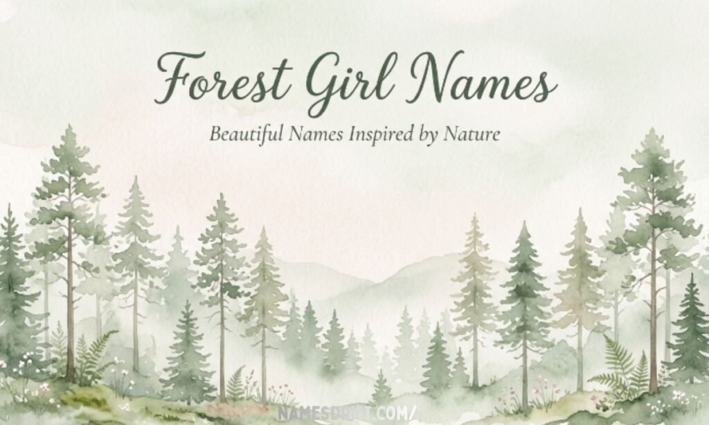 Girl names that mean forest with soft woodland background.
