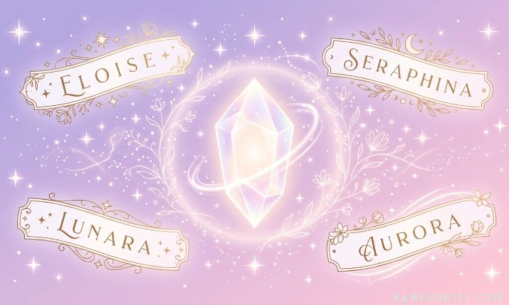 Girl names that mean light in the darkness with glowing crystal moon