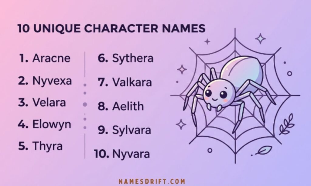 Spider-inspired girl names infographic
