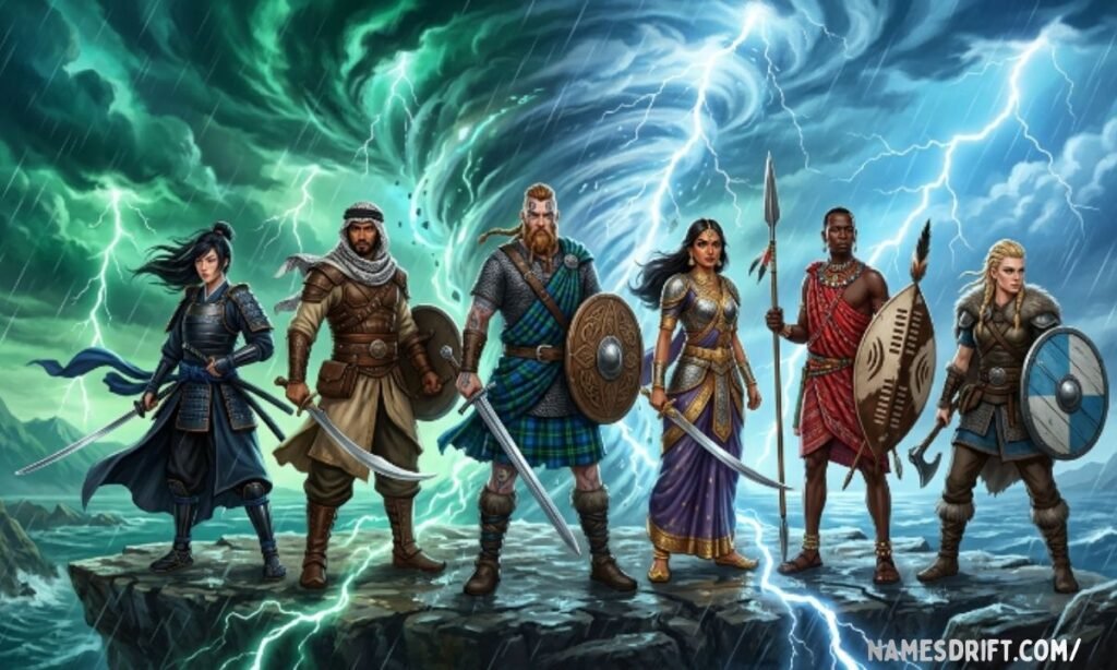 Cultural storm-inspired characters representing global traditions and weather symbolism.