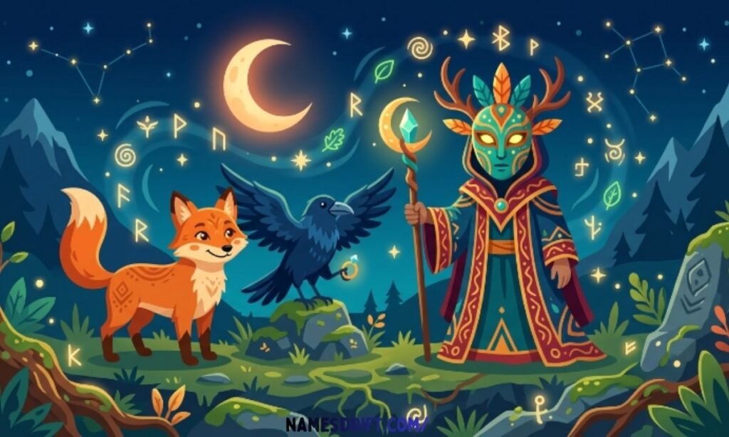 Cartoon mythological trickster characters inspired by folklore and legends
