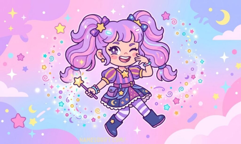 Cute mischievous girl character representing playful female names
