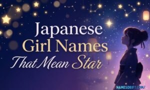 Japanese girl names that mean star feature image with celestial night sky background