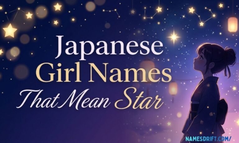 Japanese girl names that mean star feature image with celestial night sky background