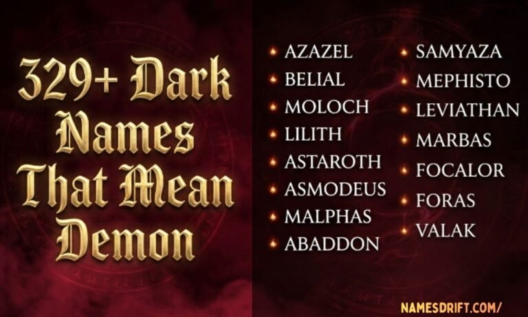 Dark fantasy feature image with demon-inspired names on a crimson black background