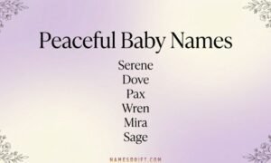 Minimal pastel featured image for peaceful baby names meaning quiet calm and pure.