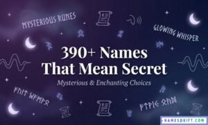 Featured image for names that mean secret article with mysterious fantasy aesthetic