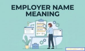 Employer name meaning explained with modern office illustration and business form concept