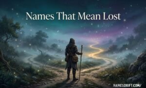 Names that mean lost feature image with mysterious traveler and foggy path