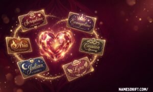 Names That Mean Lust featured image showing passion-inspired fantasy name elements with a luxury crimson background