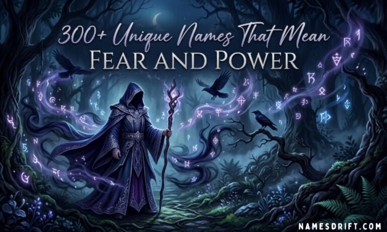 300+ unique names that mean fear and power featured image with mysterious fantasy character