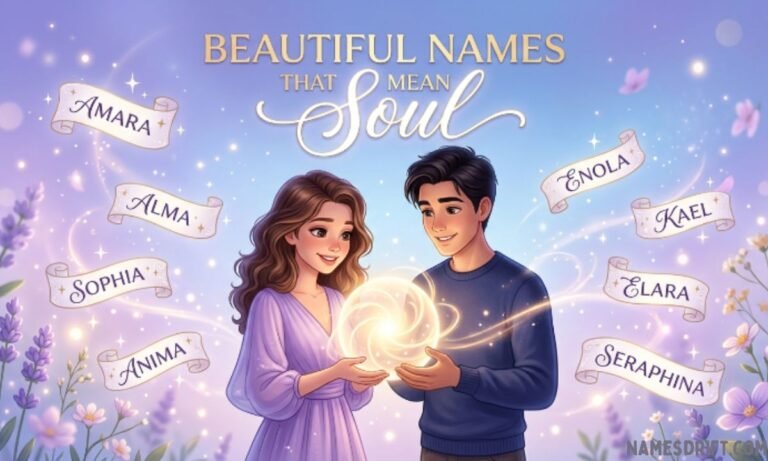 Beautiful names that mean soul featured image with glowing spiritual theme