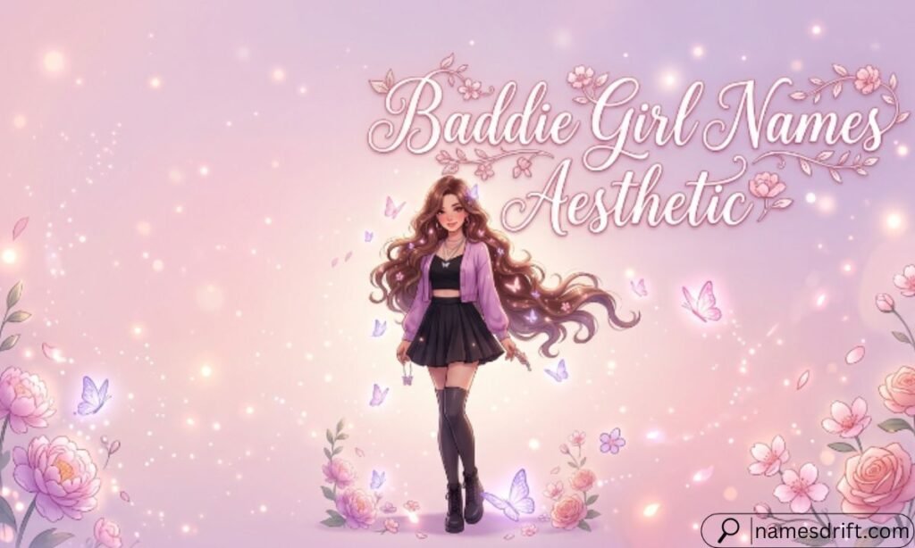 Aesthetic baddie girl names anime-inspired illustration
