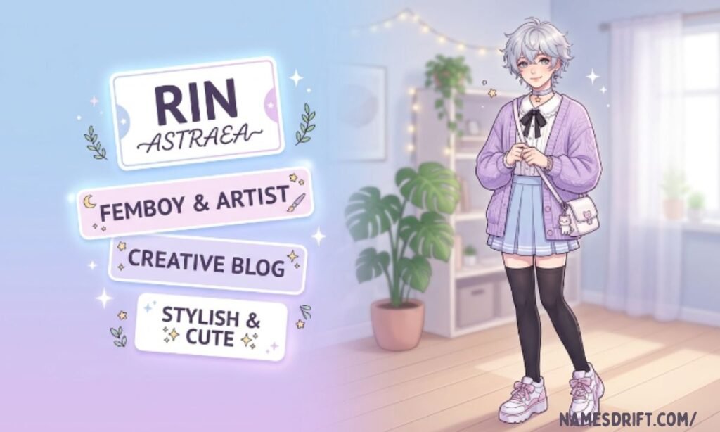  Cute femboy character with floating name cards