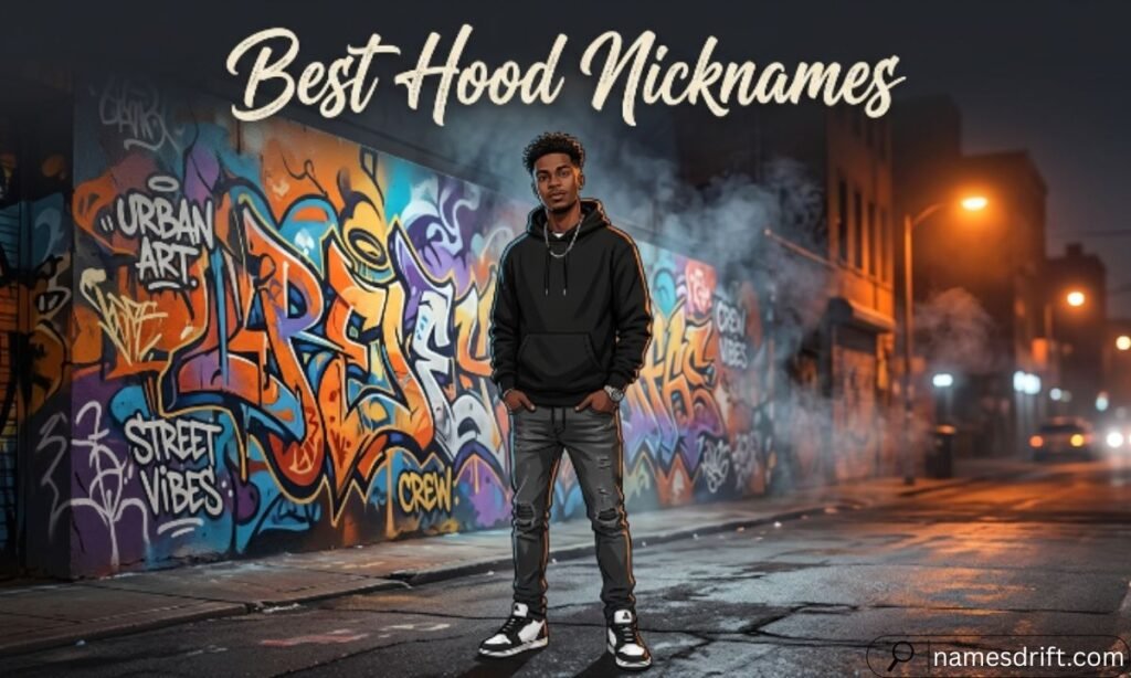 Best hood nicknames illustration with urban hoodie character.