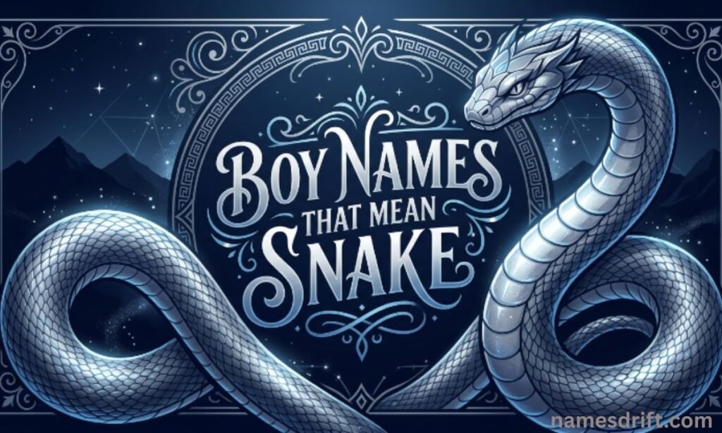  Boy names that mean snake with powerful serpent illustration.
