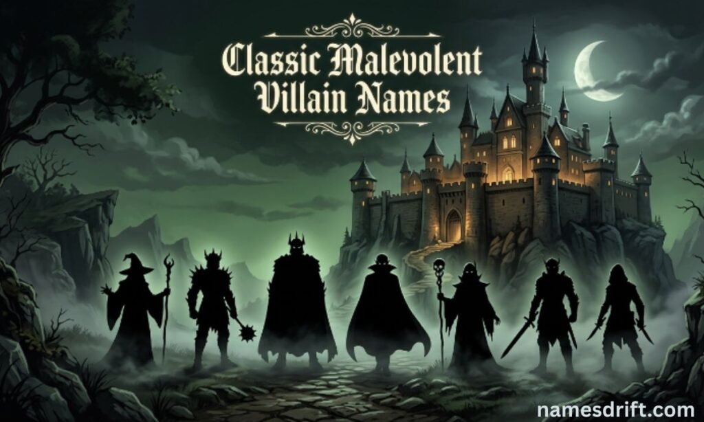  Collection of classic villain silhouettes with dark fantasy atmosphere

