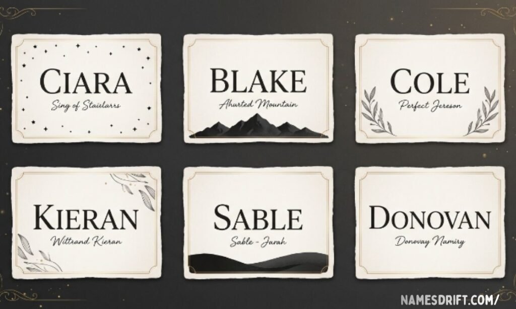 Classic names that mean black including Blake Cole Ciara and Sable