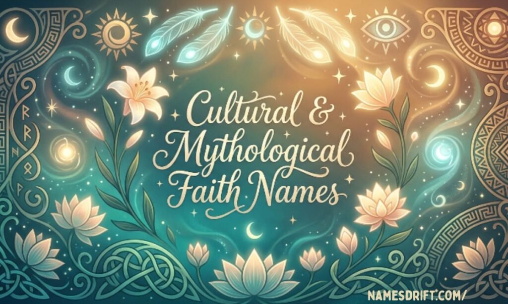  Cultural and mythological faith names with symbolic artistic illustration
