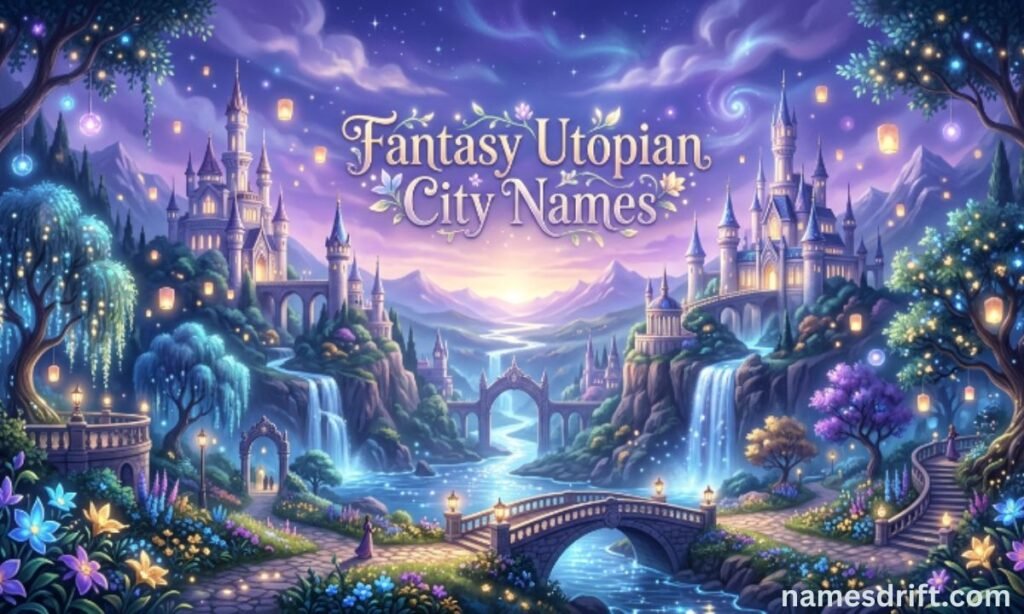  Fantasy Utopian City Names illustration
