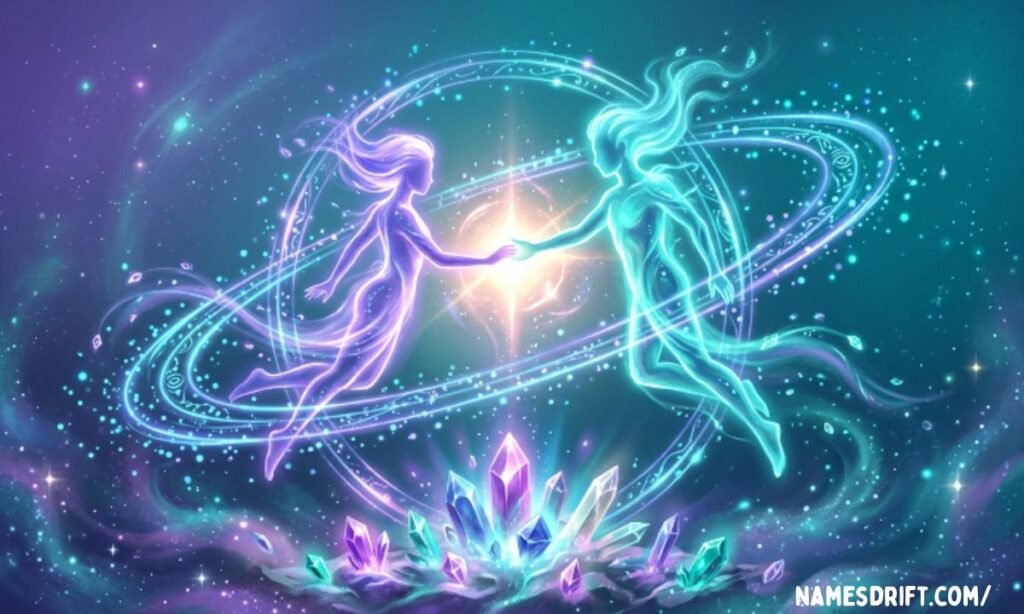 Gender-neutral names with magnetic appeal represented through glowing fantasy elements and modern design
