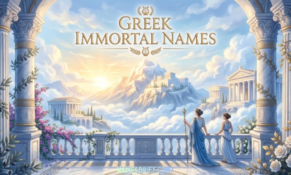 Greek immortal names image inspired by Olympus and Greek mythology