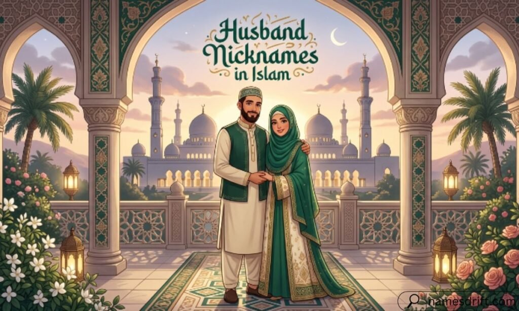 Modest Muslim couple representing Islamic husband nicknames.