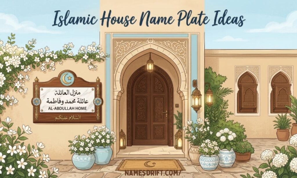 Islamic house name plate ideas with elegant Arabic home signs
