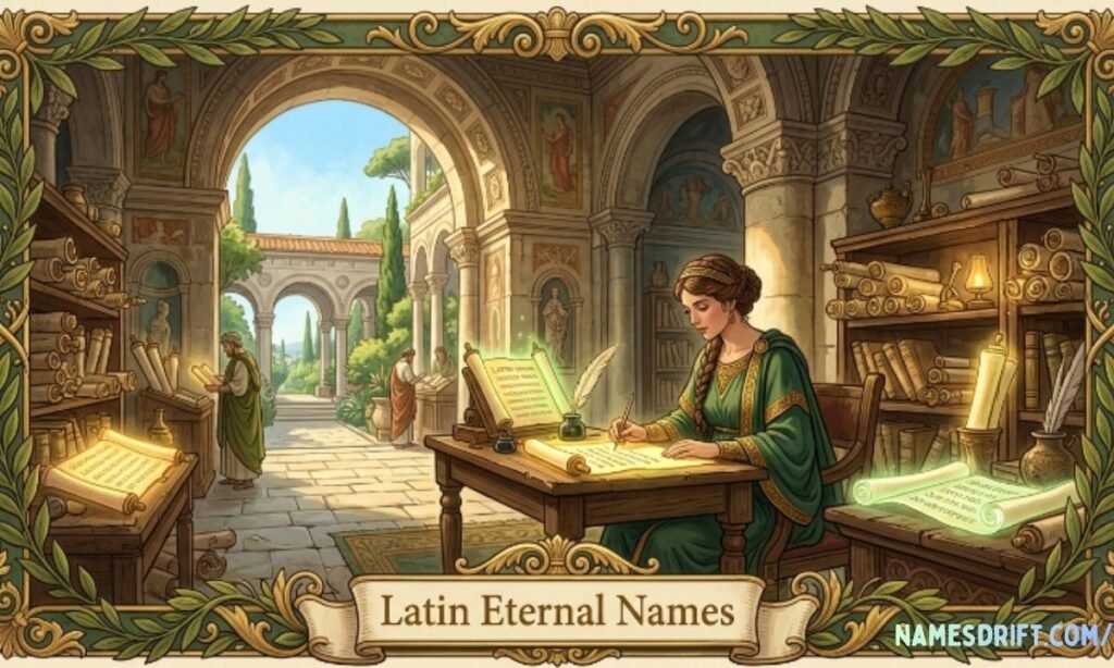 Latin names meaning immortal with Roman-inspired artistic background