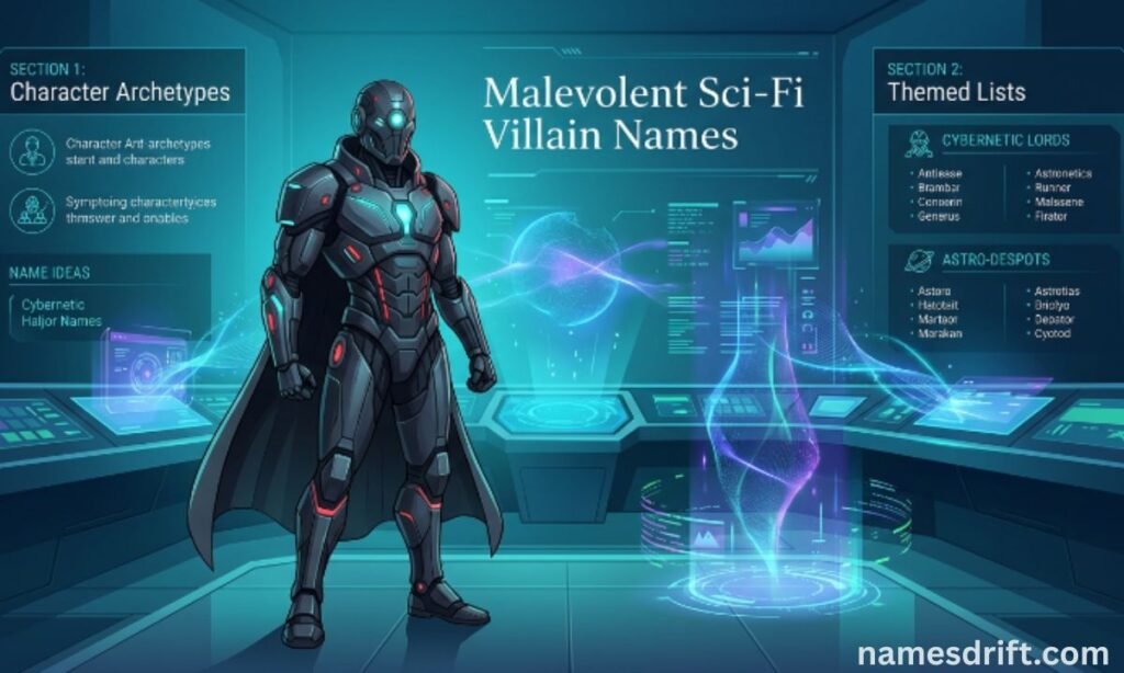 Futuristic sci-fi villain with glowing cybernetic technology
