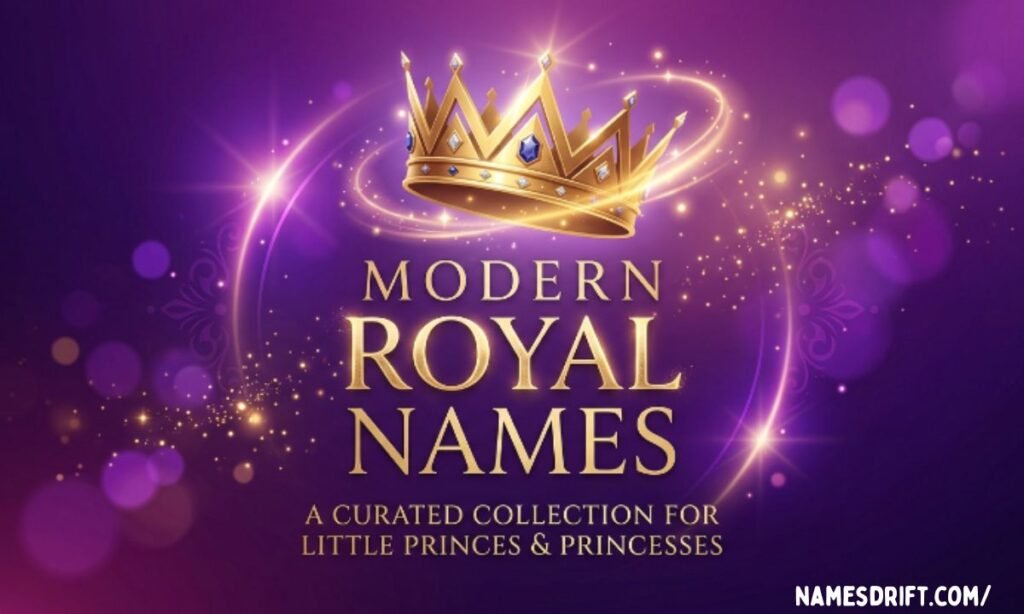 Modern royal names represented by a contemporary crown illustration