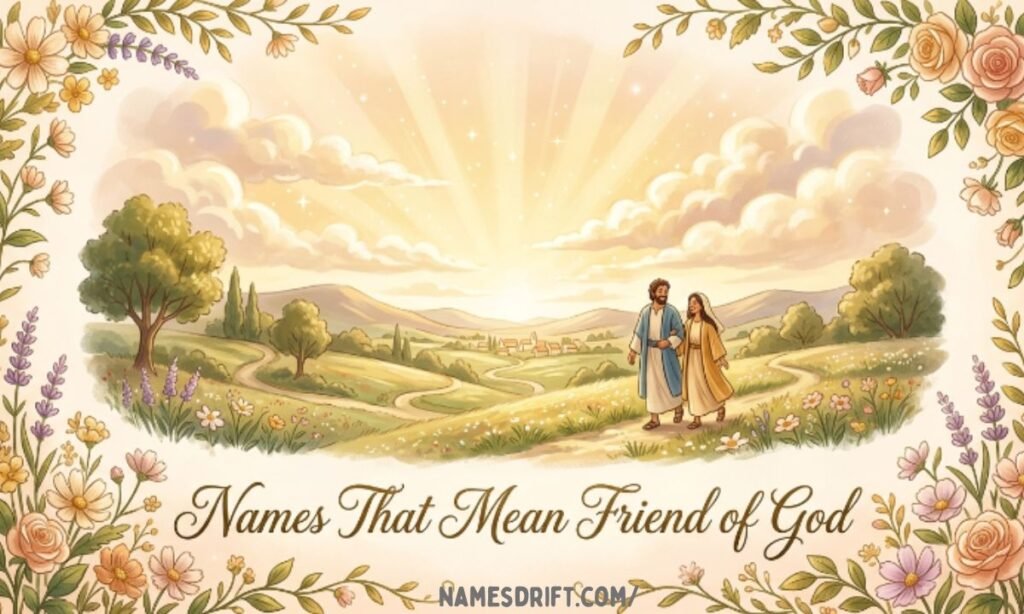 Names that mean friend of God with spiritual floral illustration