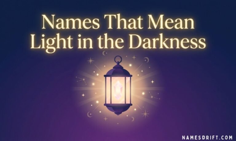 Names That Mean Light in the Darkness featured image with glowing lantern and celestial light