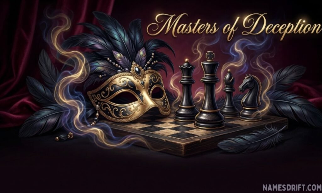 Names inspired by schemer, trickery, and hidden motives.
