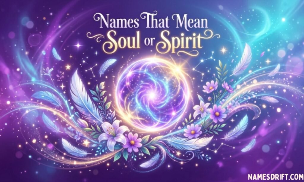 Names that mean soul or spirit with glowing spiritual artwork
