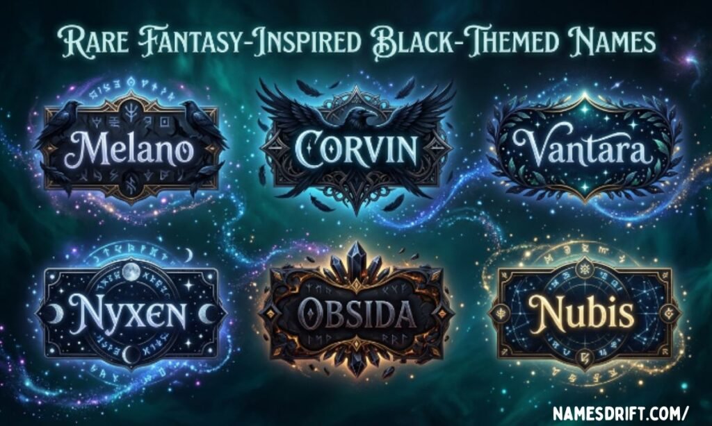 Rare and unique names meaning black including Melano Corvin and Vantara