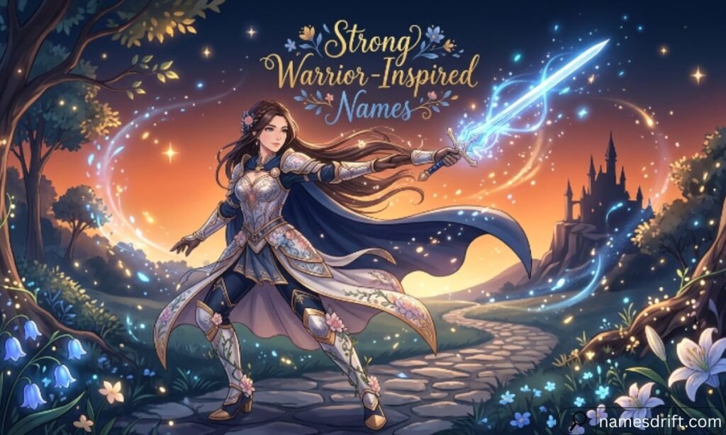 Strong warrior-inspired girl names anime illustration
